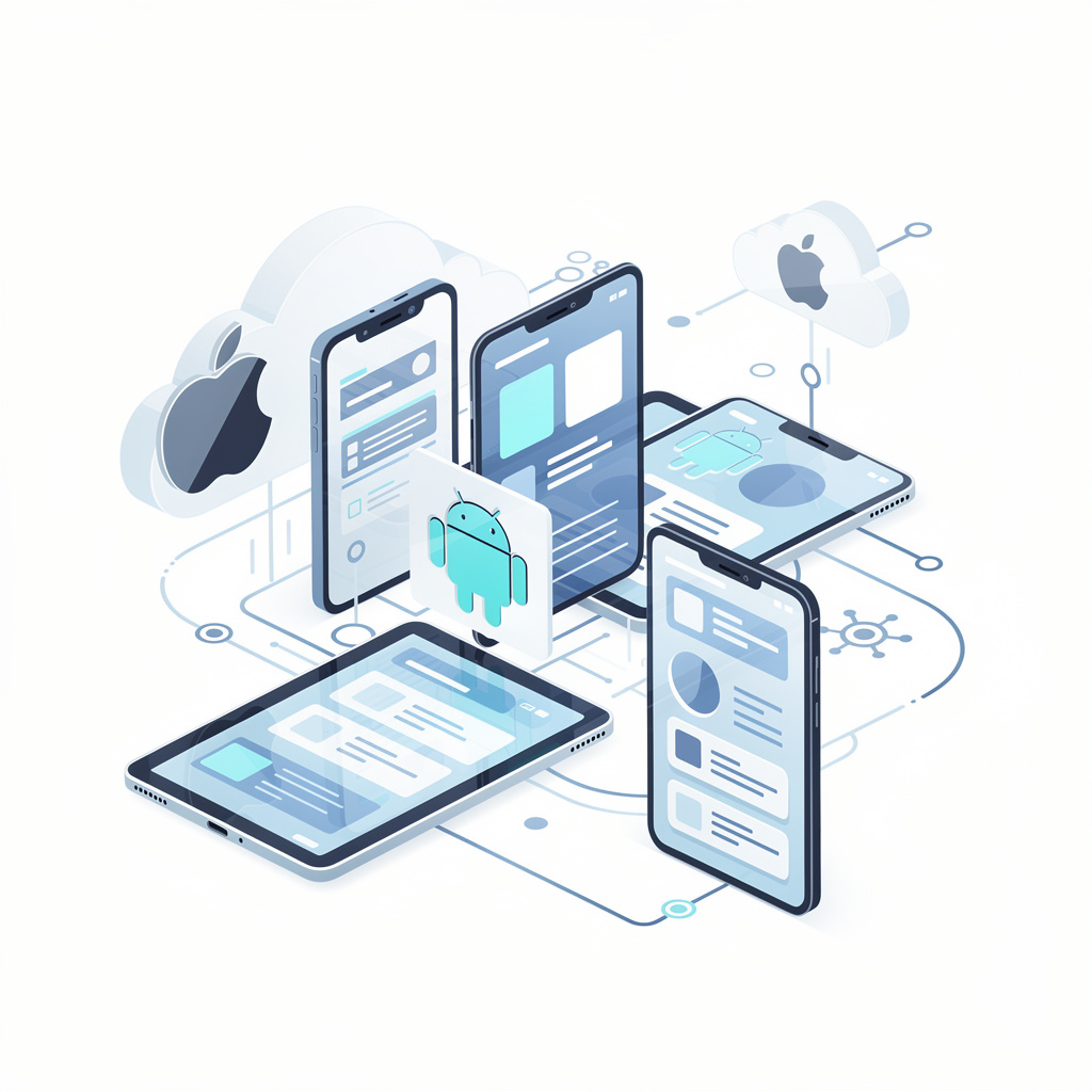 Ilustración de desarrollo de aplicaciones móviles